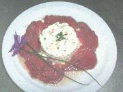 carpaccio de filete con tartaro de locos